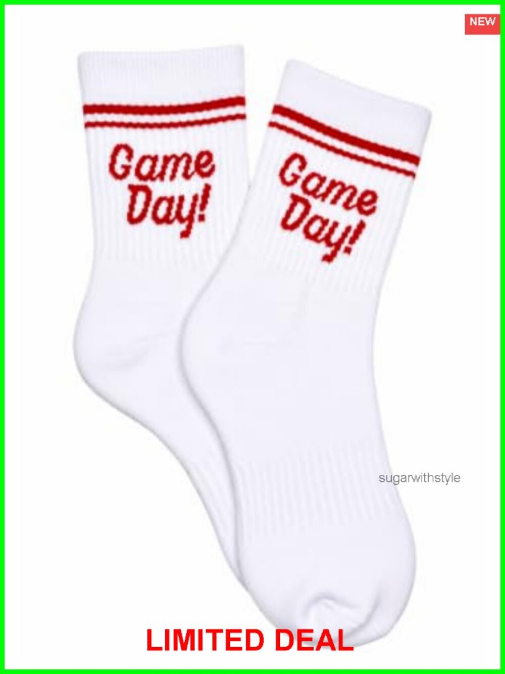 Womens Game Day Crew Socks Cotton Football Fan Tailgate Gift